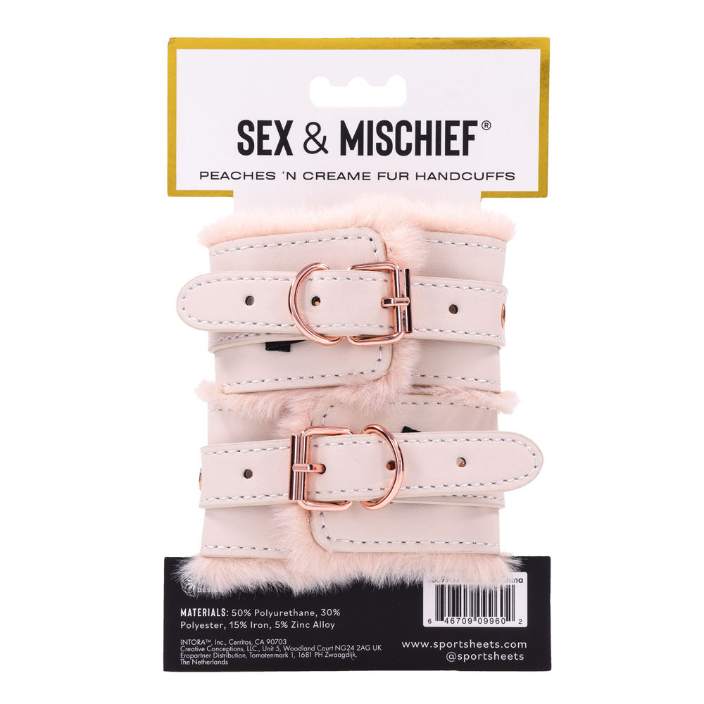 Sex & Mischief Peaches n CreaMe Fur Handcuffs-(ss09960)