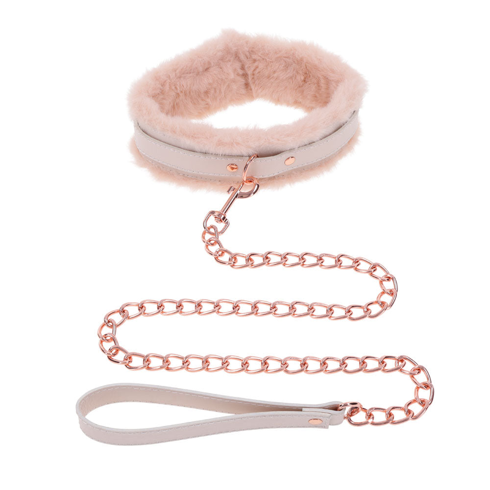 Sex & Mischief Peaches n CreaMe Fur Collar & Leash - Peach Restraint-SS09962