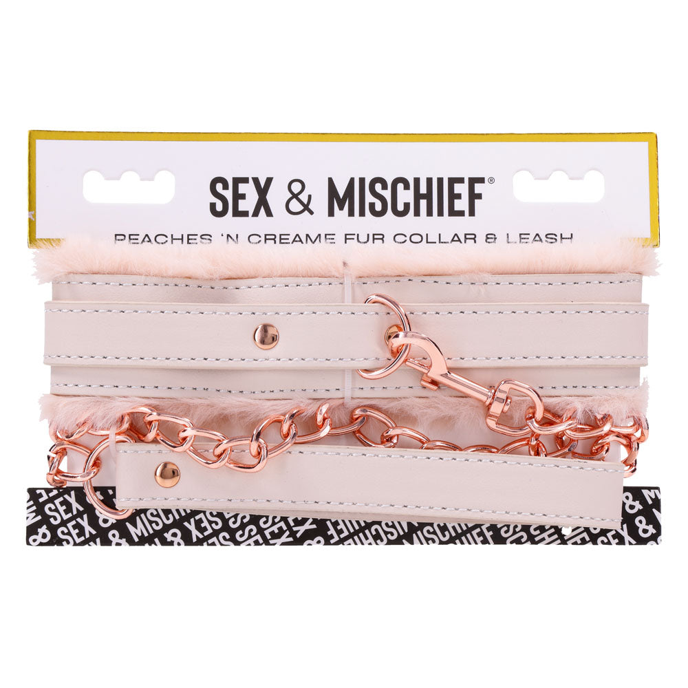 Sex & Mischief Peaches n CreaMe Fur Collar & Leash-(ss09962)