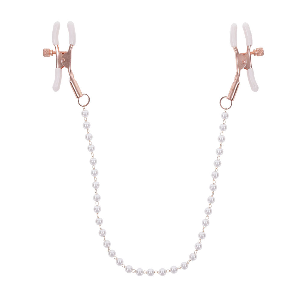 Sex & Mischief Peaches n CreaMe Pearl Nipple Clamps - Peach Nipple Restraints-SS09964