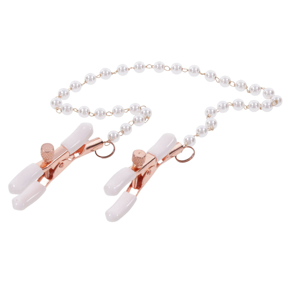 Sex & Mischief Peaches n CreaMe Pearl Nipple Clamps - Peach Nipple Restraints-SS09964