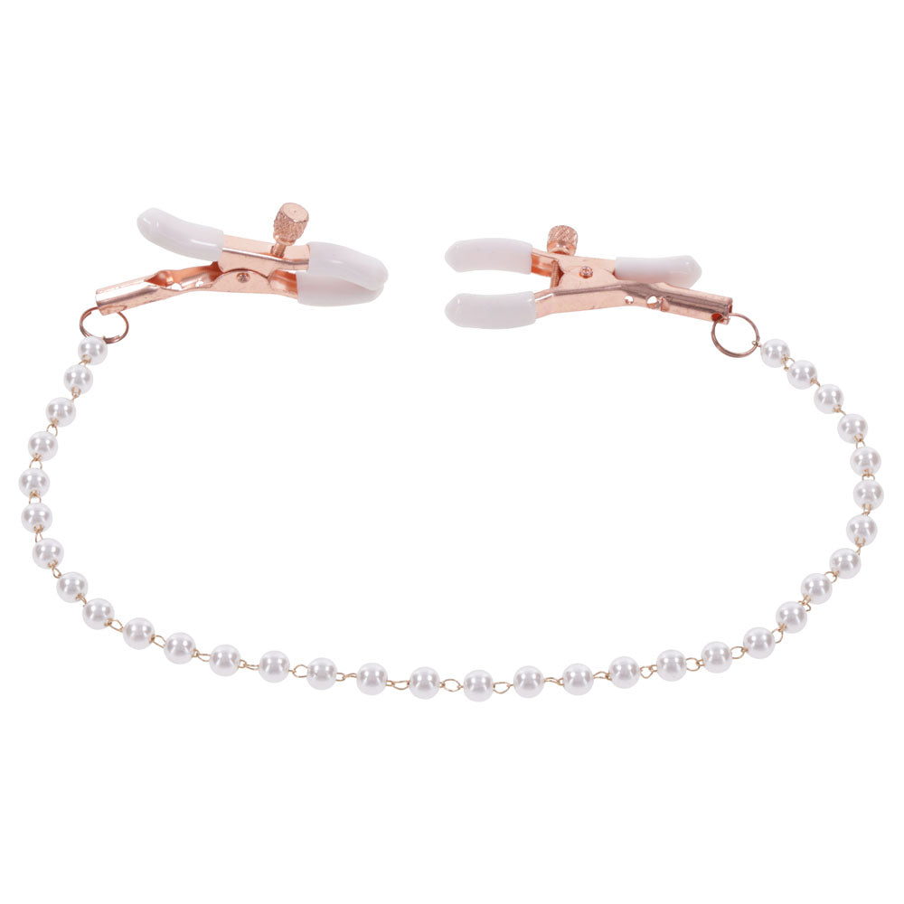 Sex & Mischief Peaches n CreaMe Pearl Nipple Clamps - Peach Nipple Restraints-SS09964