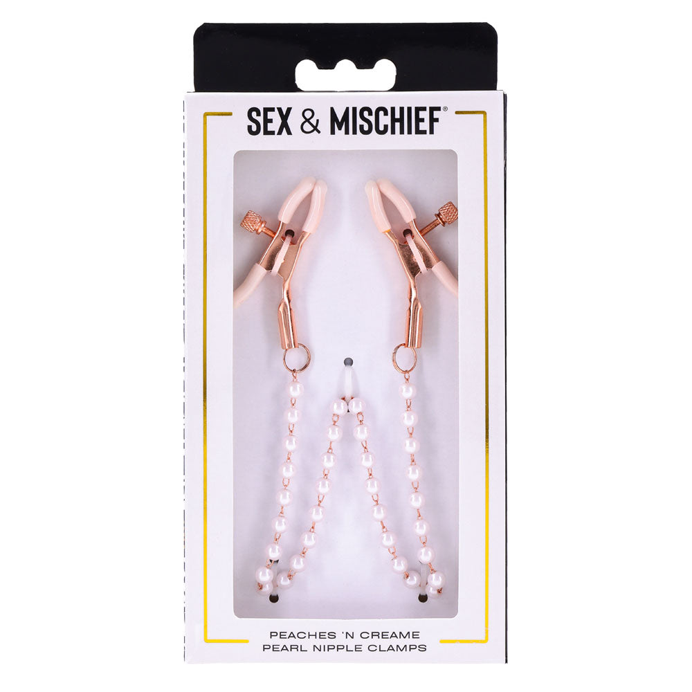 Sex & Mischief Peaches n CreaMe Pearl Nipple Clamps-(ss09964)