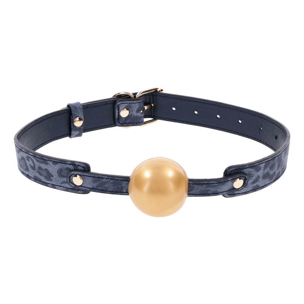 Sex & Mischief Cougar Ball Gag - Navy Blue/Gold Mouth Restraint-SS09973