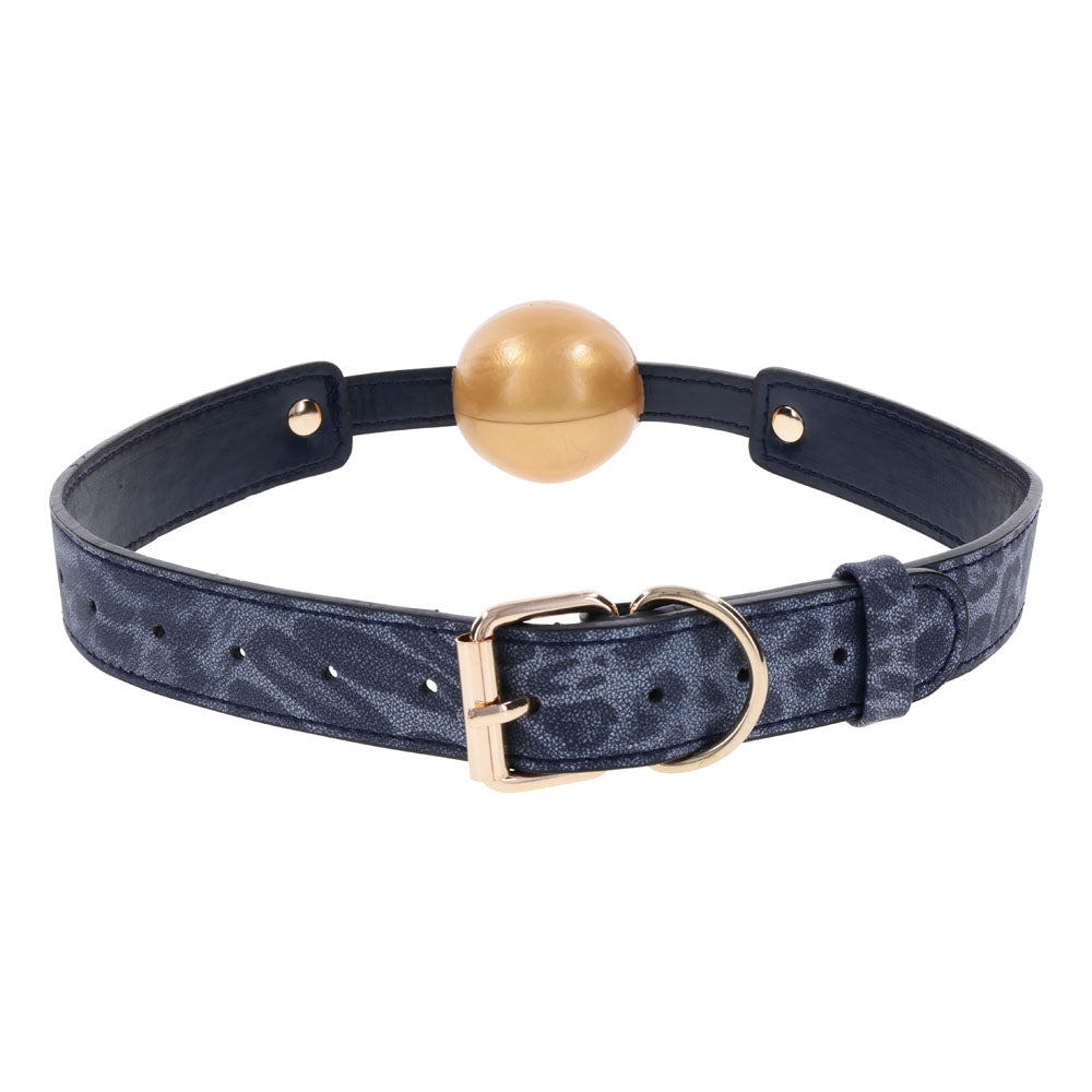 Sex & Mischief Cougar Ball Gag - Navy Blue/Gold Mouth Restraint-SS09973