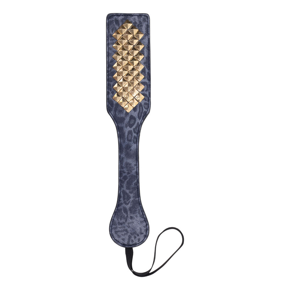 Sex & Mischief Cougar Studded Paddle - Navy Blue Paddle with Gold Studs-SS09976