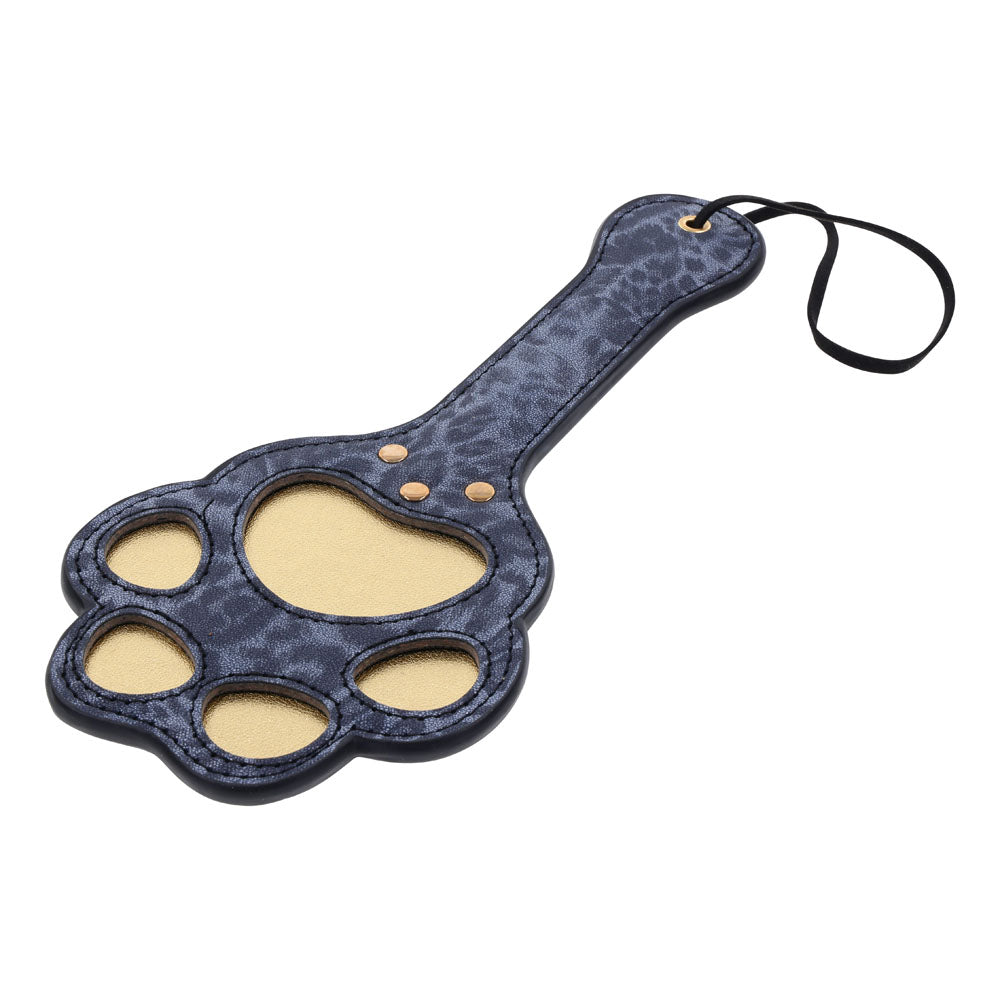 Sex & Mischief Cougar Paw Paddle - Navy Blue/Gold Spanking Paddle-SS09977