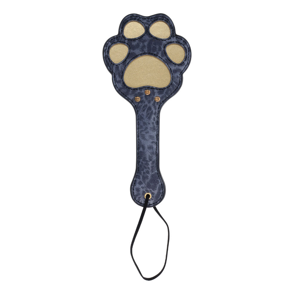 Sex & Mischief Cougar Paw Paddle - Navy Blue/Gold Spanking Paddle-SS09977