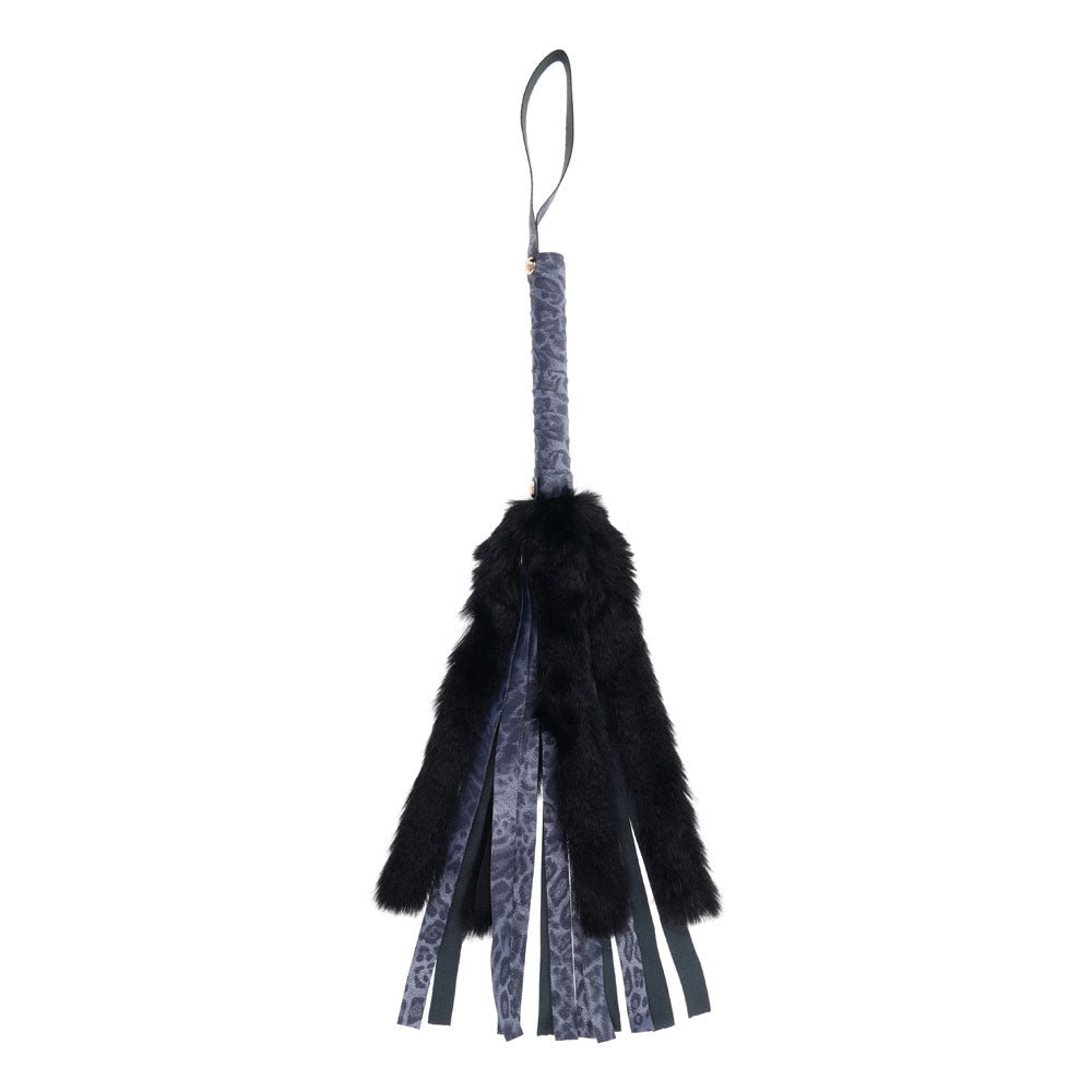 Sex & Mischief Cougar Faux Fur Flogger - Navy Blue/Black Furry Flogger Whip-SS09978