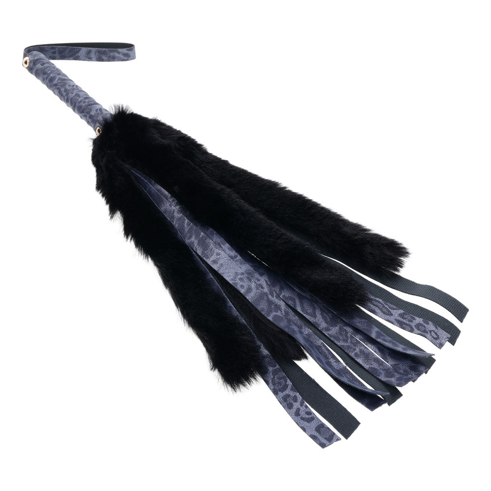 Sex & Mischief Cougar Faux Fur Flogger - Navy Blue/Black Furry Flogger Whip-SS09978