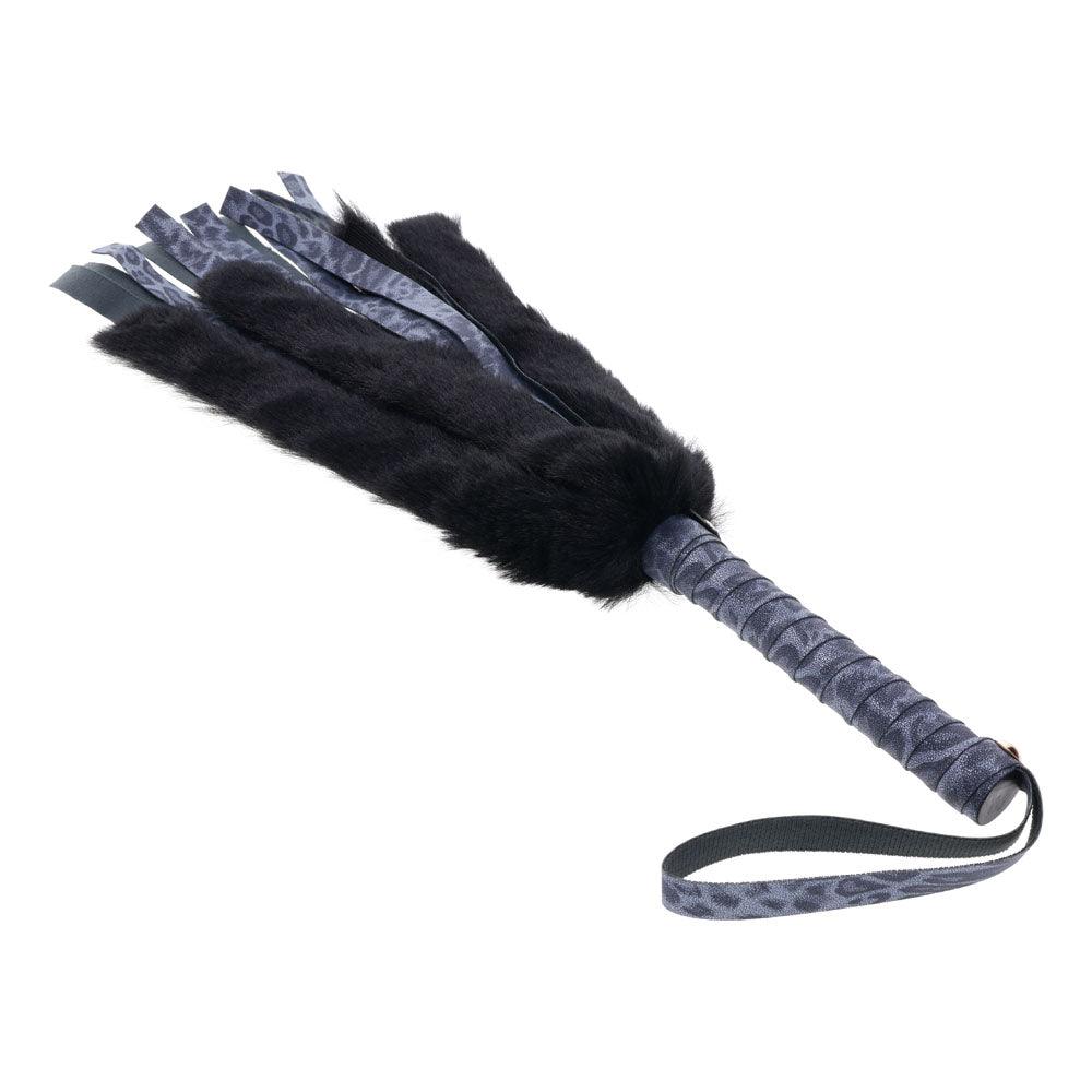 Sex & Mischief Cougar Faux Fur Flogger - Navy Blue/Black Furry Flogger Whip-SS09978