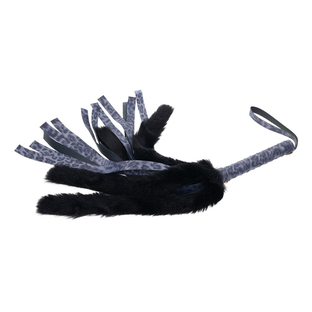 Sex & Mischief Cougar Faux Fur Flogger - Navy Blue/Black Furry Flogger Whip-SS09978