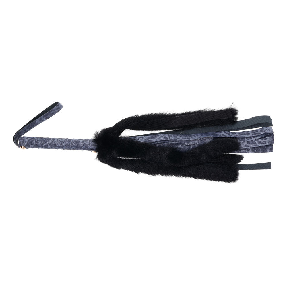 Sex & Mischief Cougar Faux Fur Flogger - Navy Blue/Black Furry Flogger Whip-SS09978