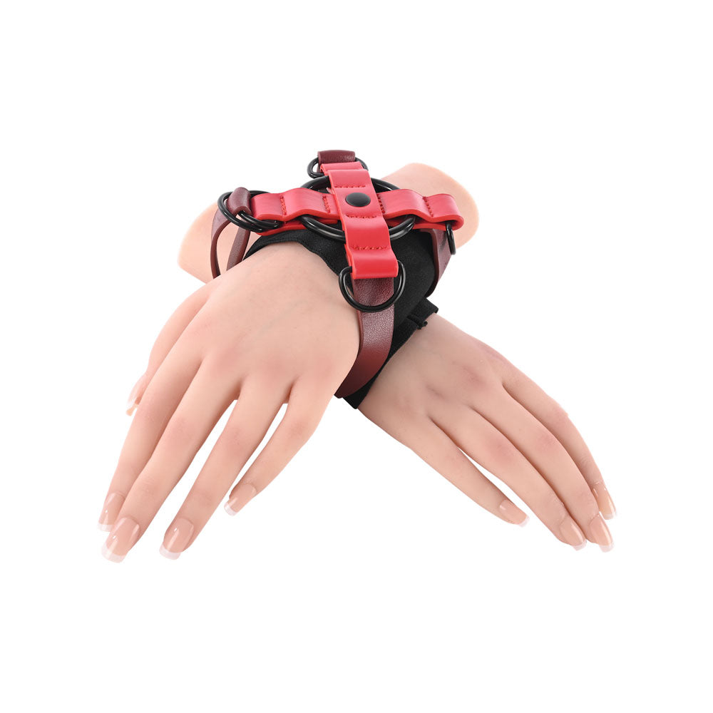 S&M Exs & Ohs Cross Cuffs - Red/Black Restraints-SS09981