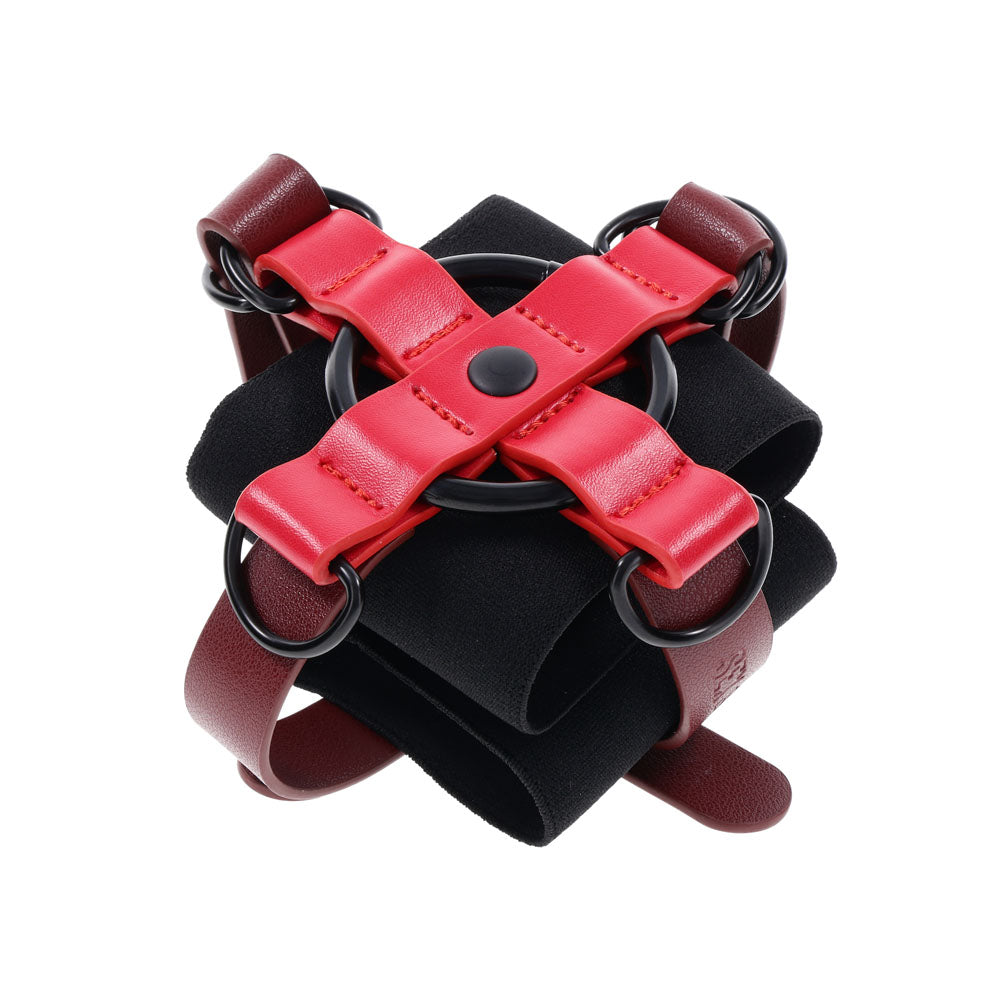 S&M Exs & Ohs Cross Cuffs - Red/Black Restraints-SS09981