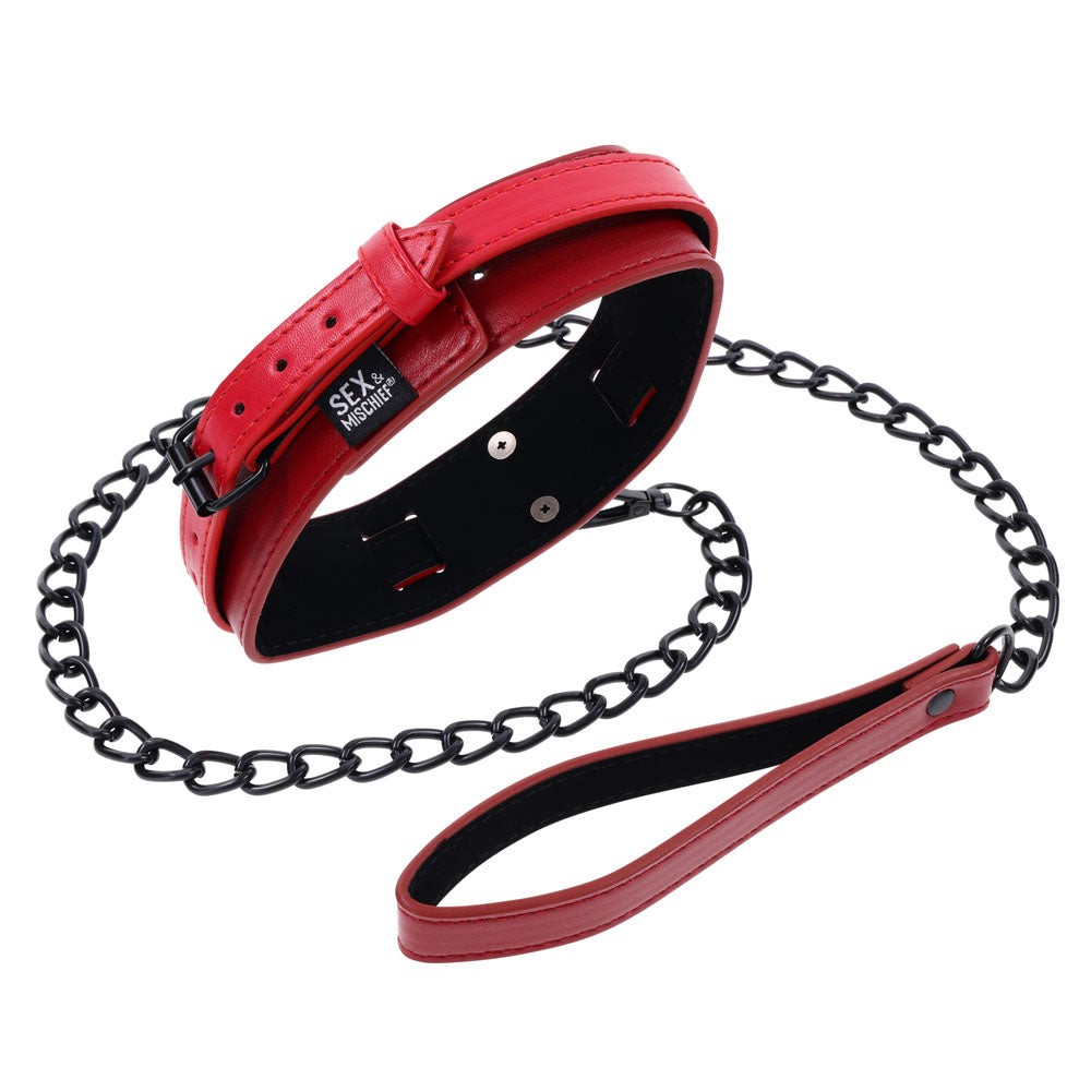 S&M Exs & Ohs Collar and Leash - Red Neck Restraint-SS09982