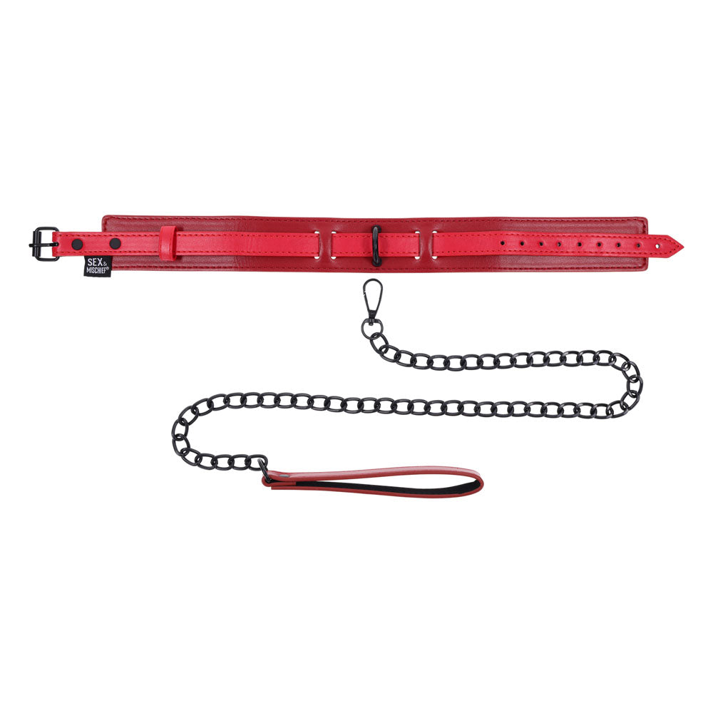 S&M Exs & Ohs Collar and Leash - Red Neck Restraint-SS09982