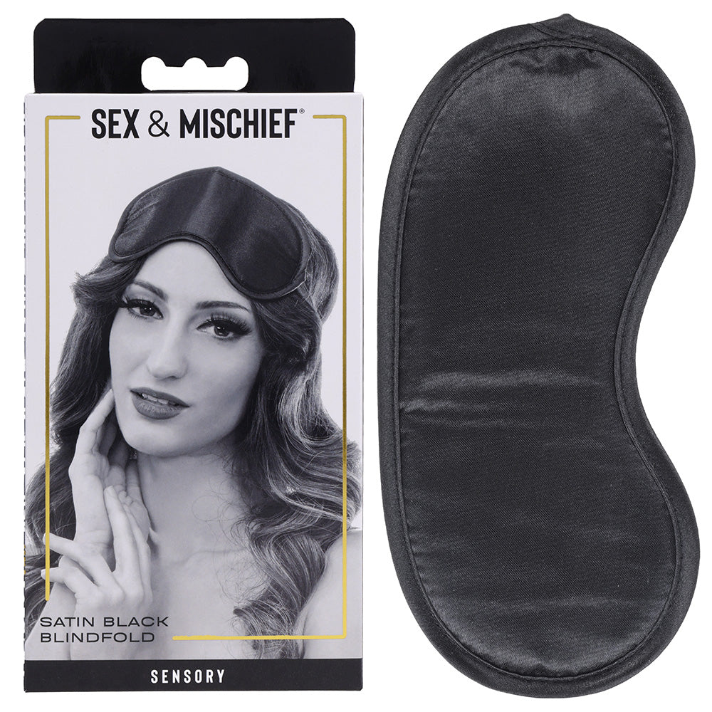 Sex & Mischief Satin Blindfold Black - Black Blindfold-SS10001