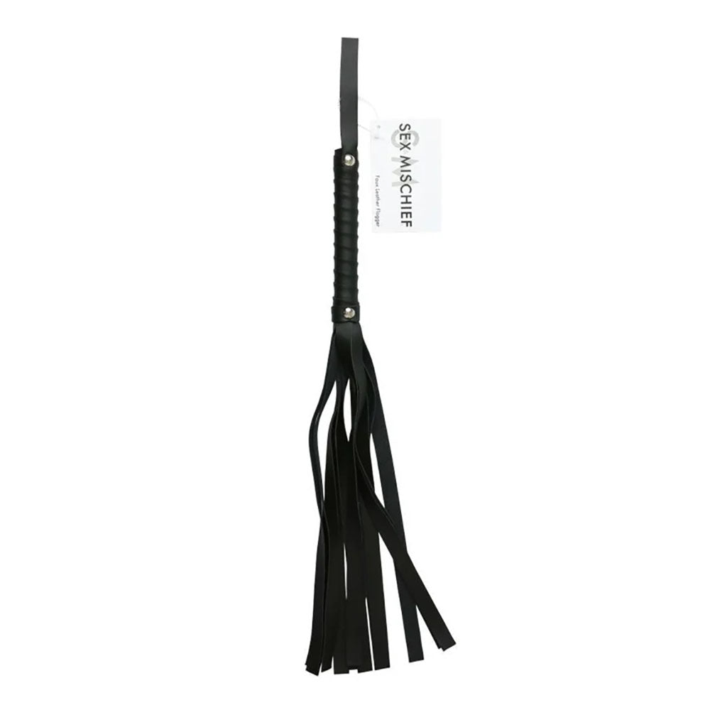 Sex & Mischief Faux Leather Flogger - Black Flogger Whip-SS10040