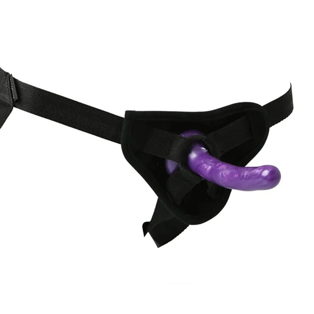 Sex & Mischief Strap-On & Silicone Dildo Kit - Black/Purple Adjustable Strap-On-SS10065