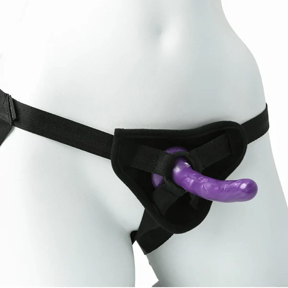 Sex & Mischief Strap-On & Silicone Dildo Kit - Black/Purple Adjustable Strap-On-SS10065