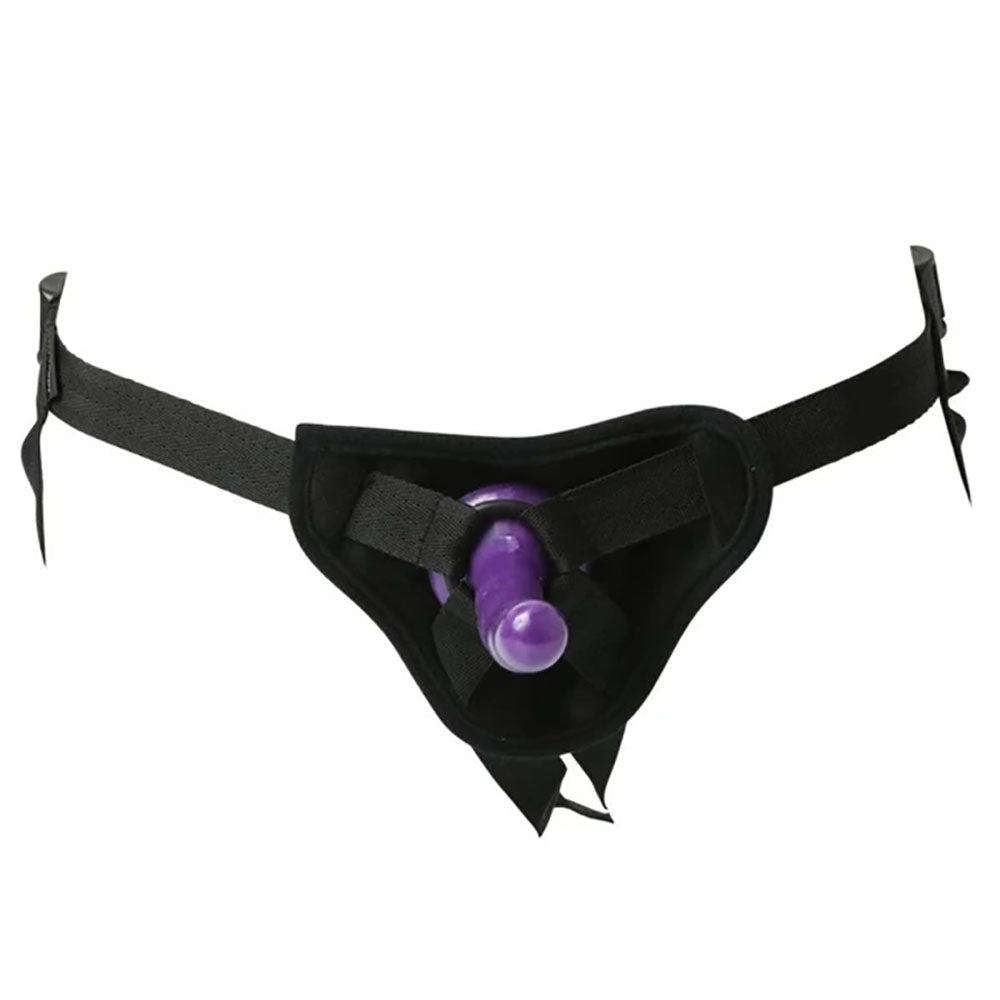 Sex & Mischief Strap-On & Silicone Dildo Kit - Black/Purple Adjustable Strap-On-SS10065