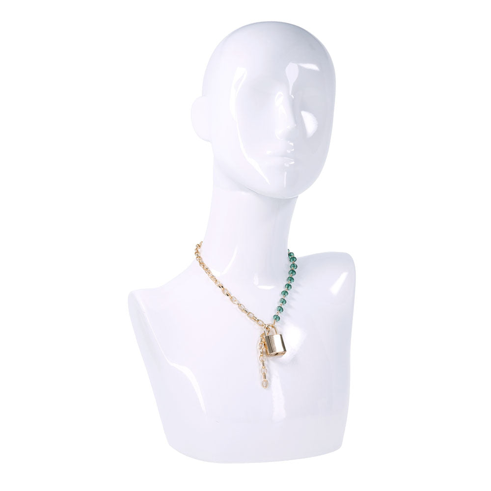Sex & Mischief Indica Crystal Day Collar - Gold/Emerald Lockable Collar - SS10222