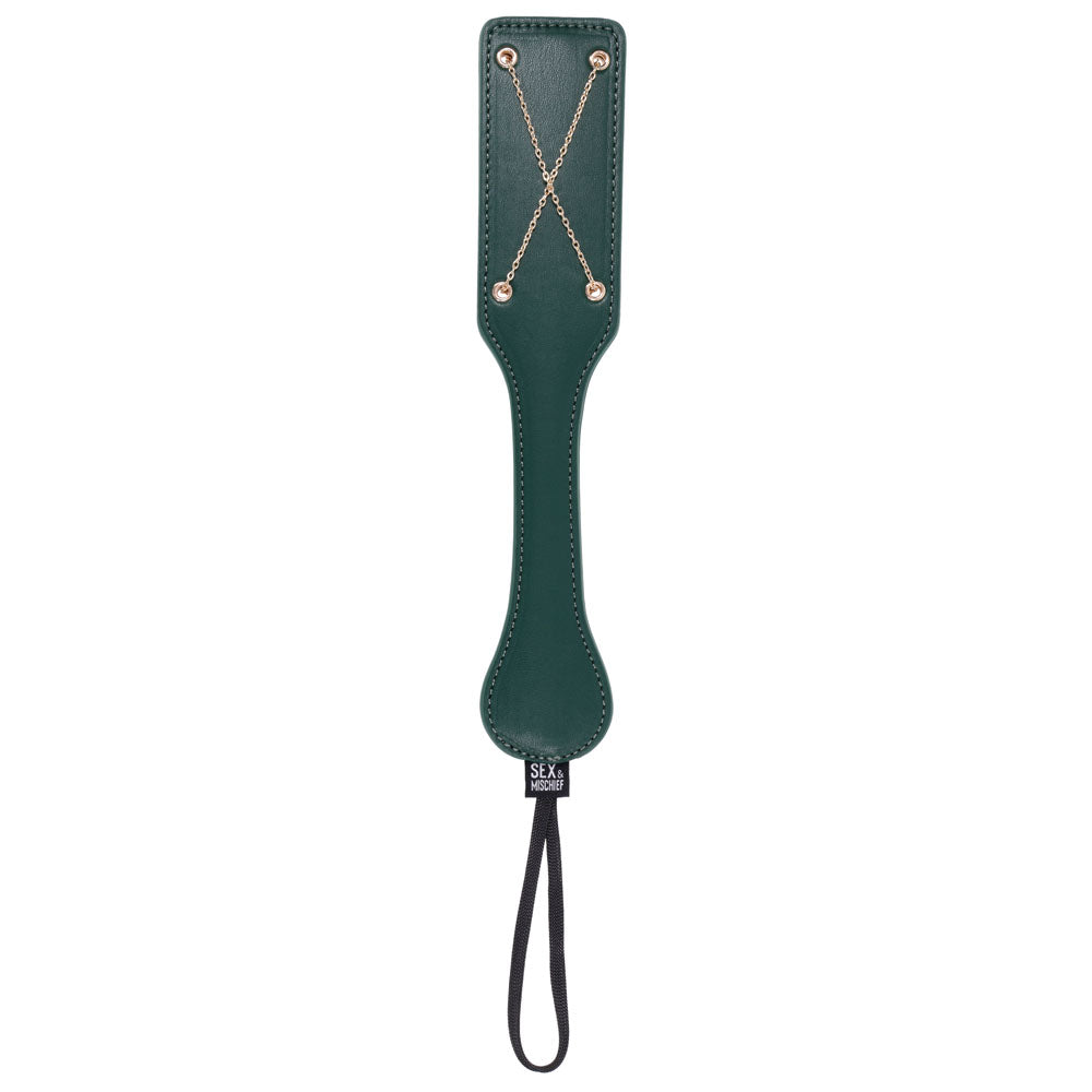 Sex & Mischief Indica Chain Impressions Paddle - Green/Gold Spanking Paddle - SS10225