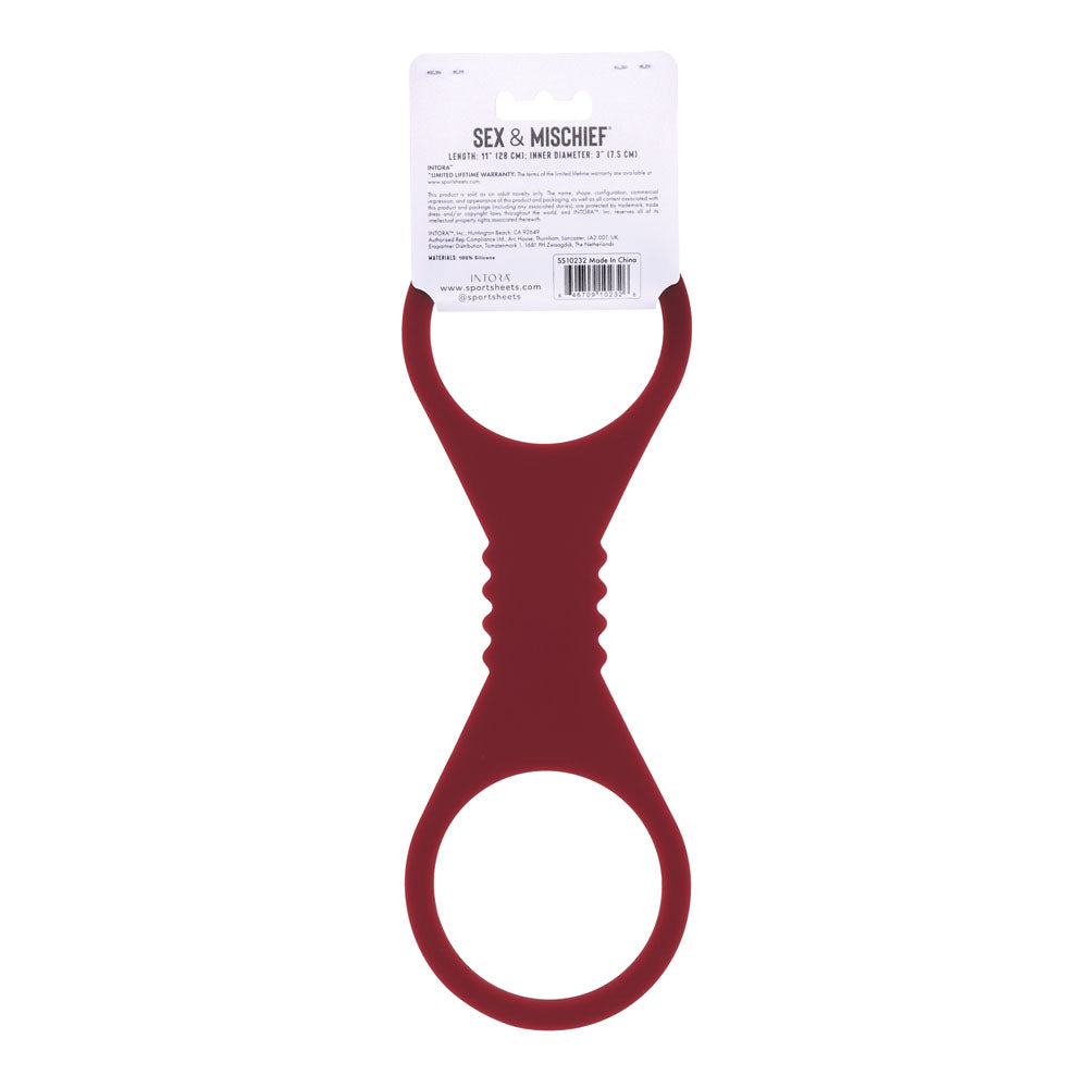 Sex & Mischief Enchanted Large Silicone Cuffs - Burgundy Large Restraints - SS10232