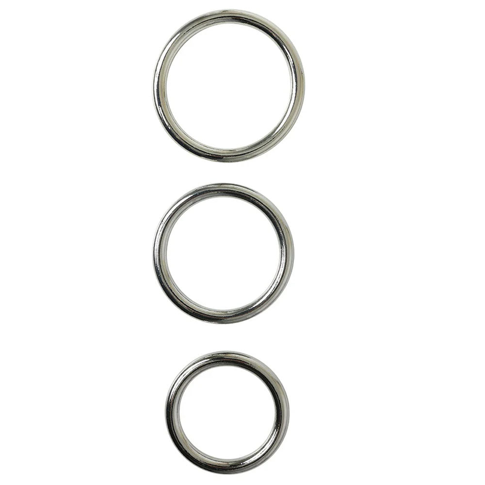 SPORTSHEETS Seamless Metal O-Ring 3 Pack - Metal Rings - Set of 3 Sizes-SS69403