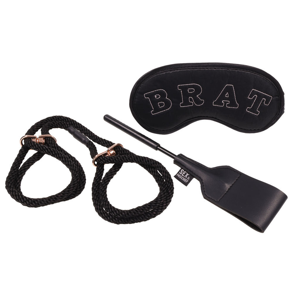 Sex & Mischief Knotty Brat Kit - Black Bondage Kit - 3 Piece Set-SS92128