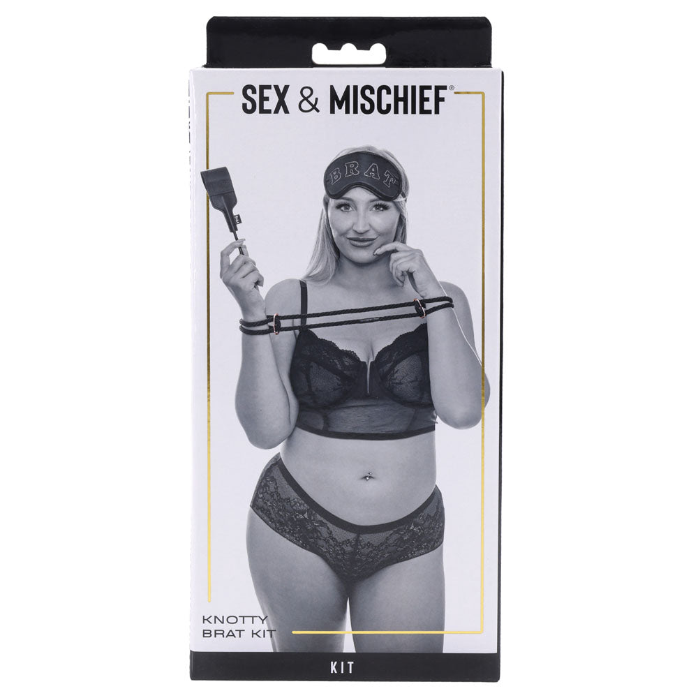 Sex & Mischief Knotty Brat Kit - Black Bondage Kit - 3 Piece Set-SS92128