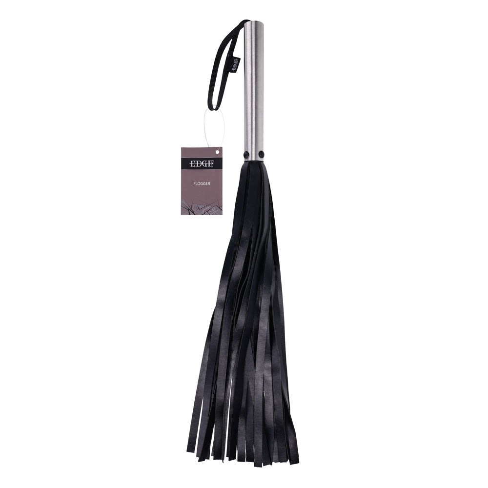 EDGE Flogger - Black Flogger Whip with Metal Handle-SS98050