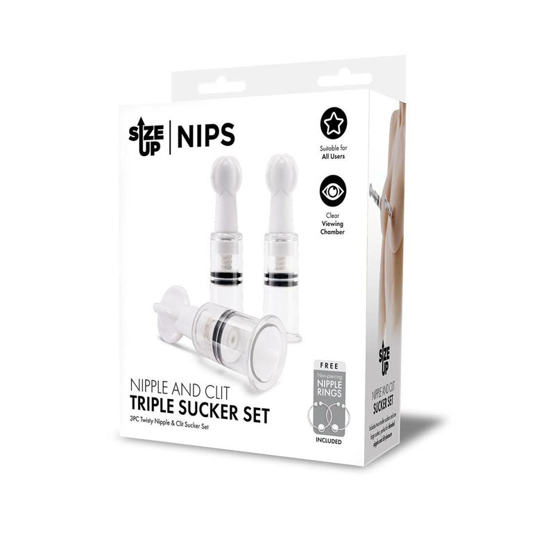 Size Up Nipple and Clit Triple Sucker Set - 3 Piece Sucker Set-SU102