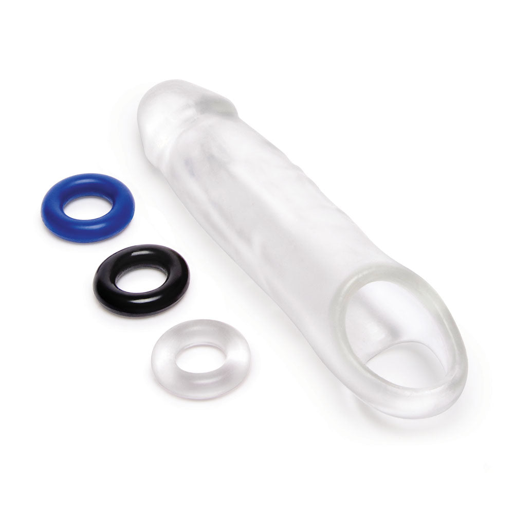 Size Up 1 Inch See-Thru Penis Extender with Ball Loop-(su400)