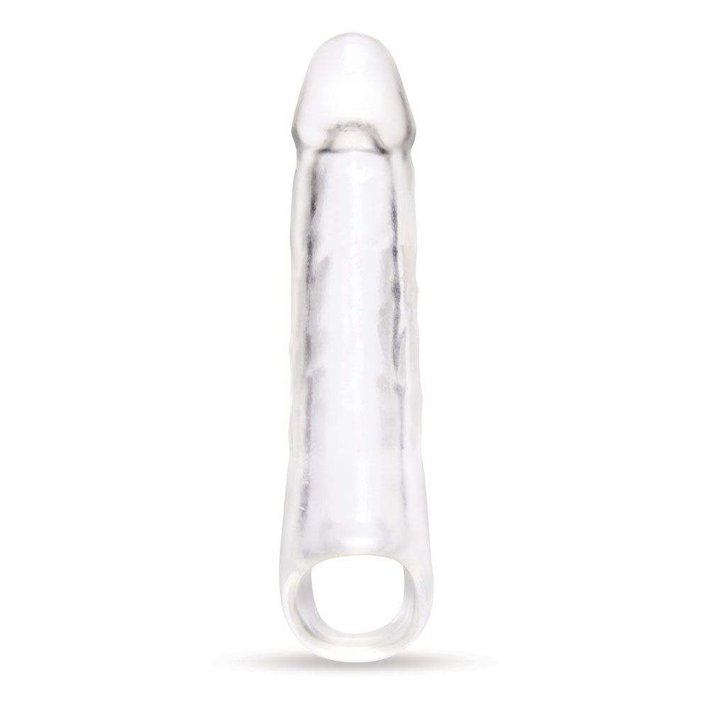 Size Up 3 Inch See-Thru Penis Extender with Ball Loop - Clear 7.6 cm (3) Penis Extension Sleeve-SU404