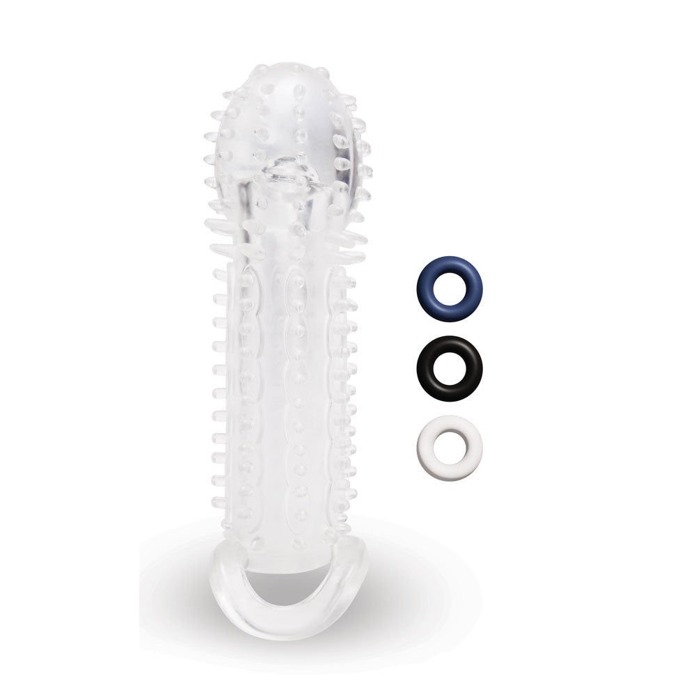 Size Up 1.5 Inch See-Thru Stretch Penis Extender - Clear 3.8 cm (1.5) Penis Extension Sleeve-SU405