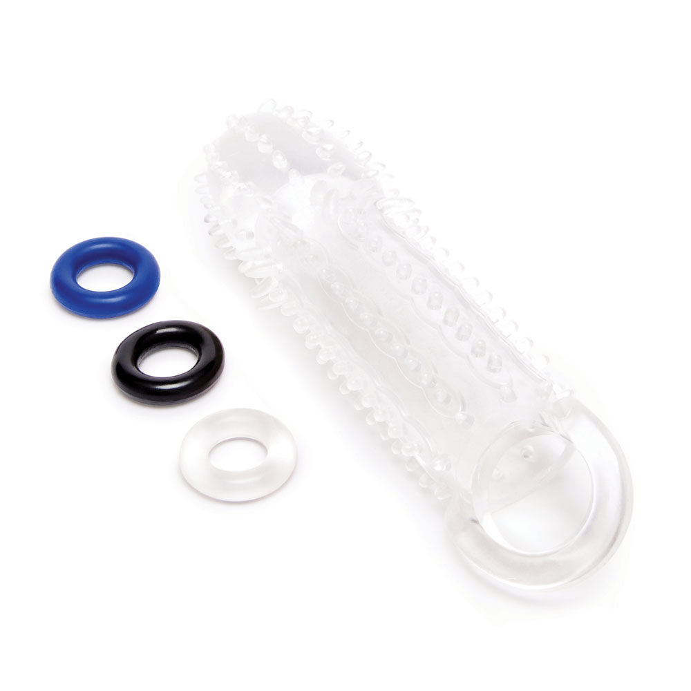 Size Up 1.5 Inch See-Thru Stretch Penis Extender - Clear 3.8 cm (1.5) Penis Extension Sleeve-SU405