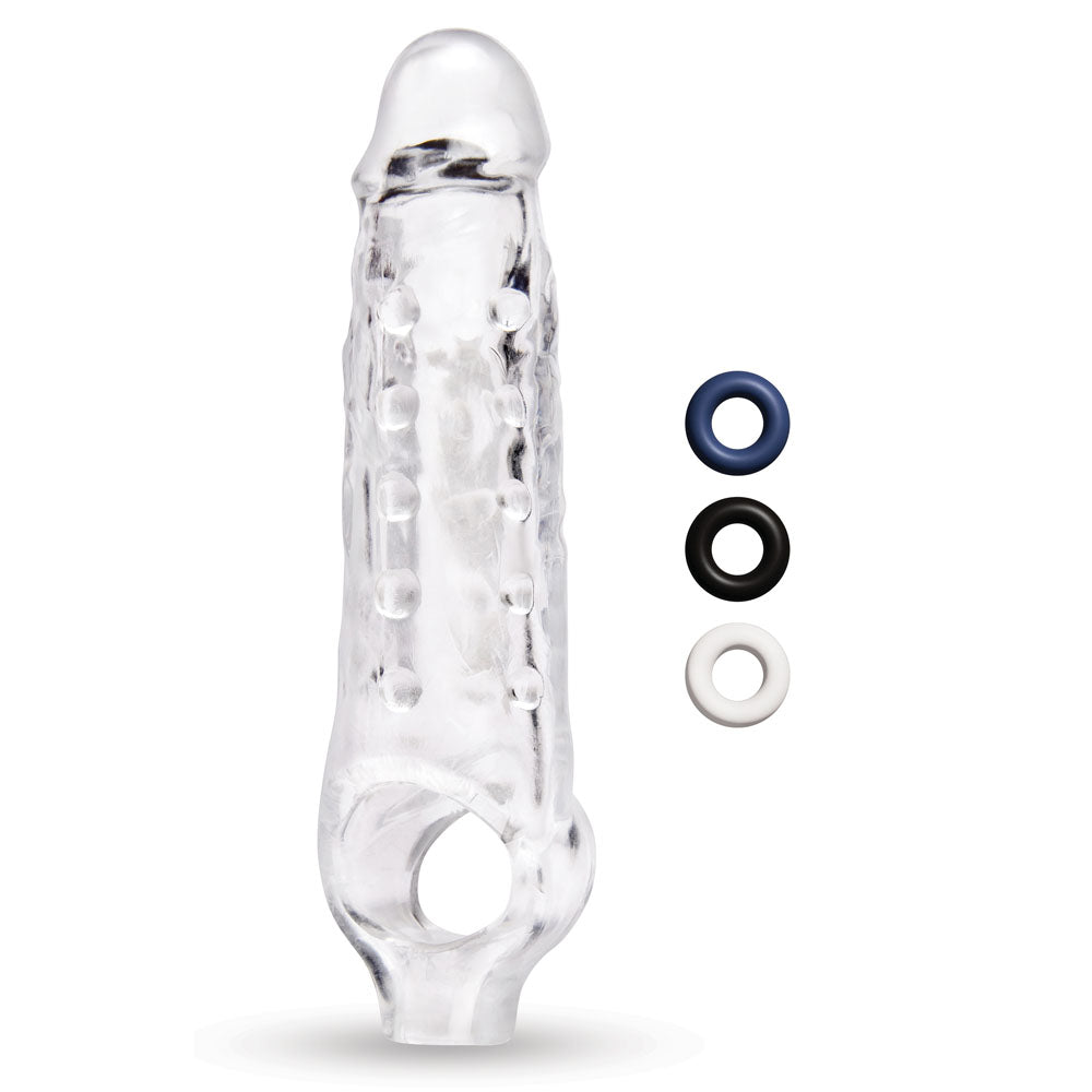 Size Up 1 Inch See-Thru Stretch Penis Extender - Clear 2.5 cm (1) Penis Extension Sleeve-SU408