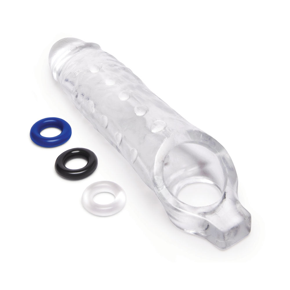 Size Up 1 Inch See-Thru Stretch Penis Extender - Clear 2.5 cm (1) Penis Extension Sleeve-SU408