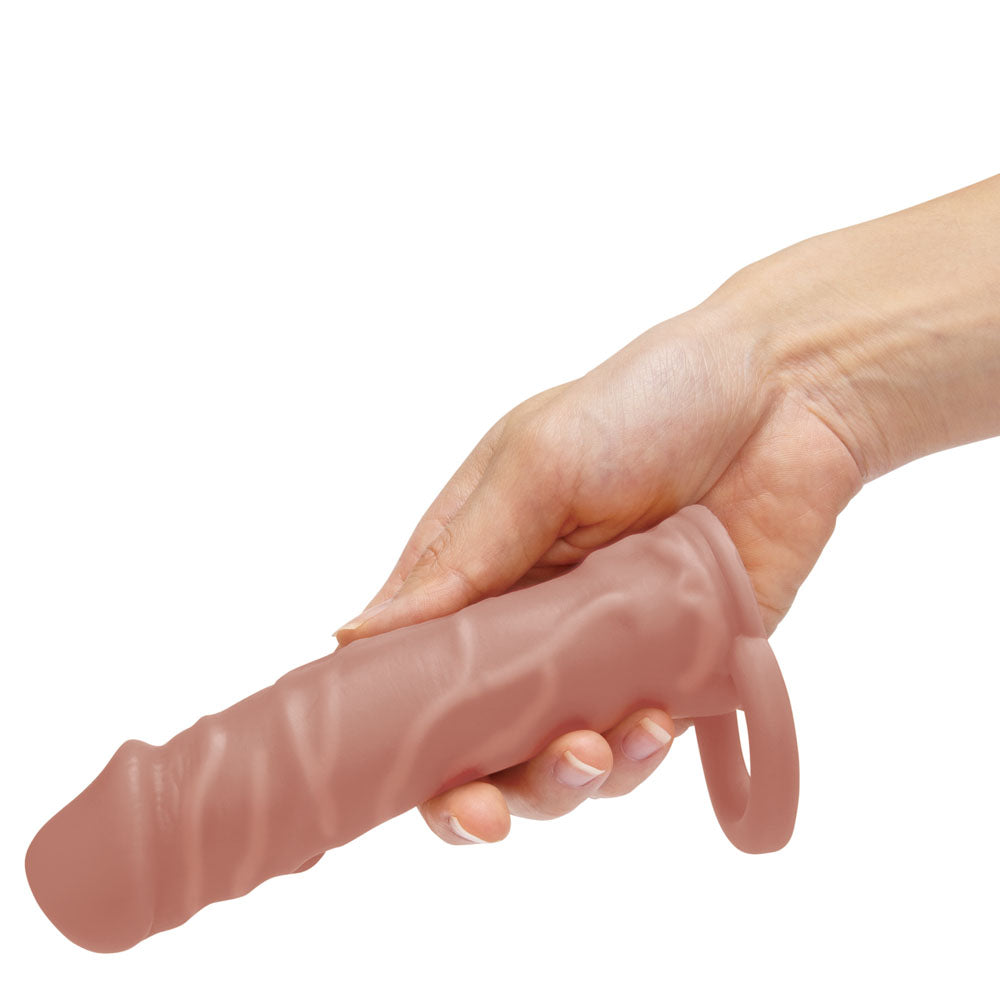 Size Up Realistic 1 Inch Penis Extender - Tan - Tan 2.5 cm (1) Penis Extension Sleeve-SU412