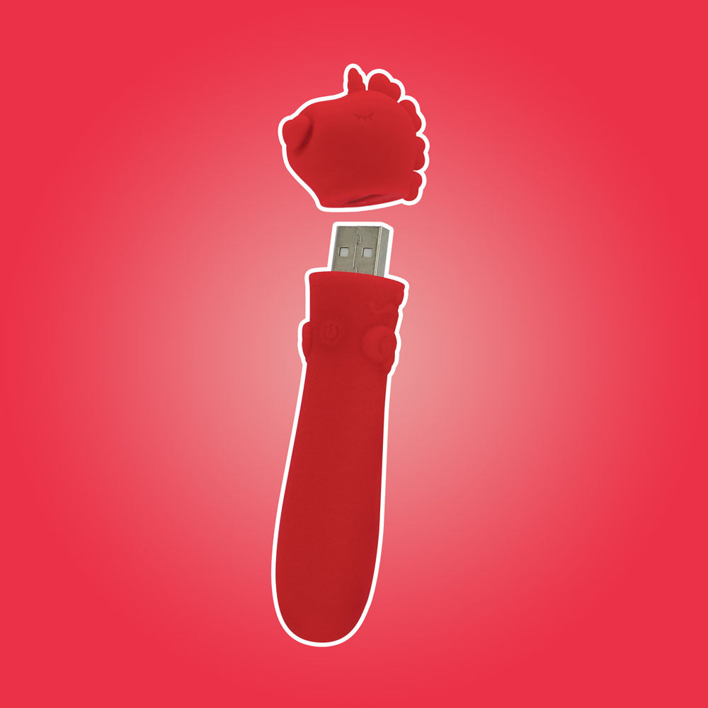 Unihorn - USB Bullet - Cupids Beau - Red USB Rechargeable Vibrating Bullet-UNICBBUL