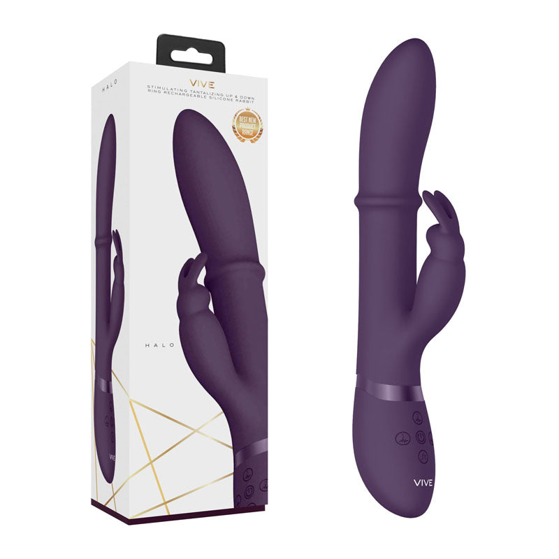 Vive Halo - Purple 24.5 cm USB Rechargeable Rabbit Vibrator-VIVE023PUR