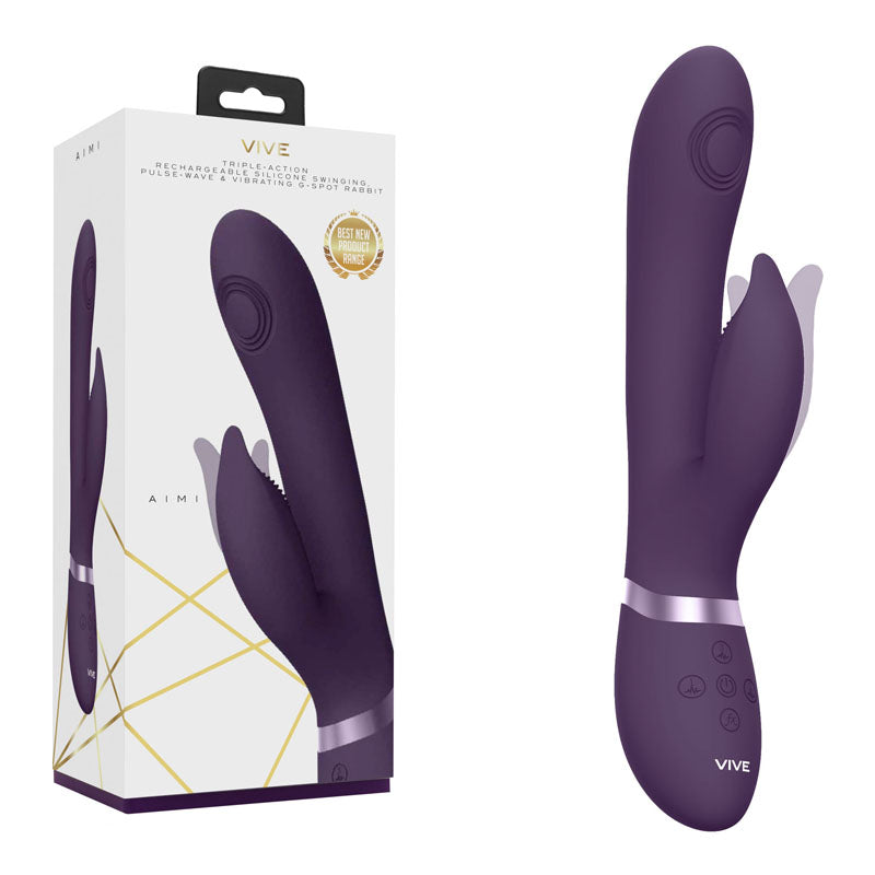 VIVE Aimi - Purple - Purple 22.3 cm USB Rechargeable Rabbit Vibrator-VIVE029PUR