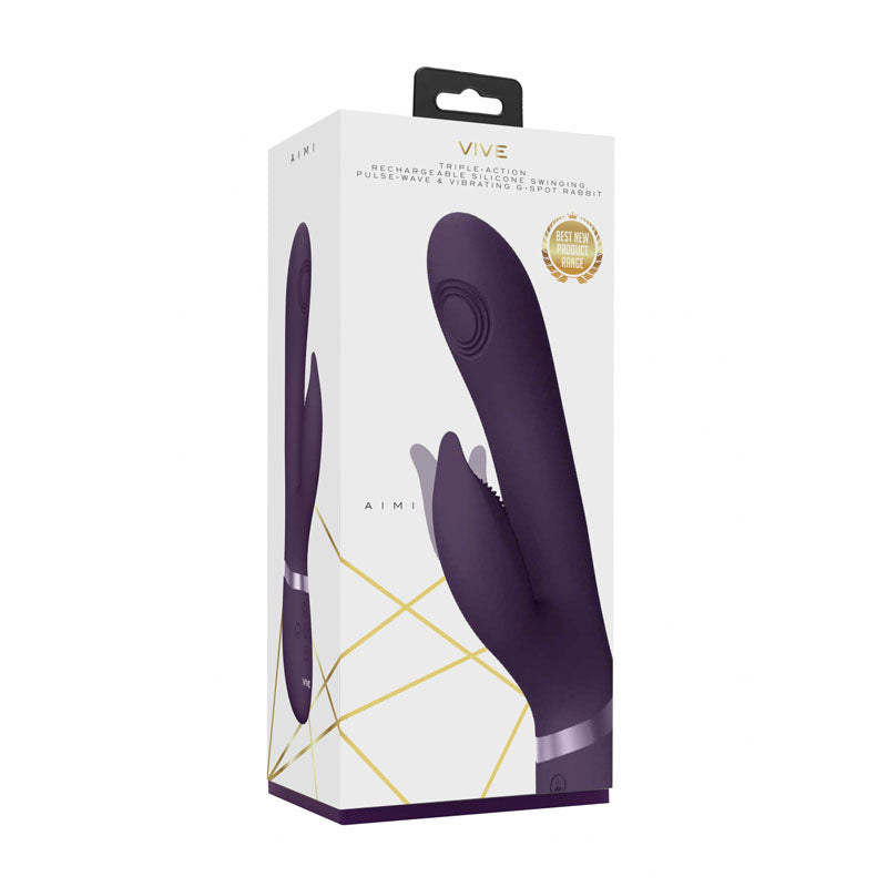 VIVE Aimi - Purple - Purple 22.3 cm USB Rechargeable Rabbit Vibrator-VIVE029PUR