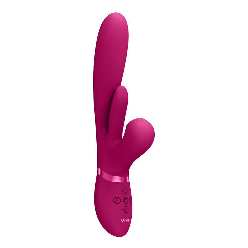 VIVE Ena - Pink - Pink 25 cm USB Rechargeable Thrusting Vibrator with Air Wave Stimulator-VIVE051PNK