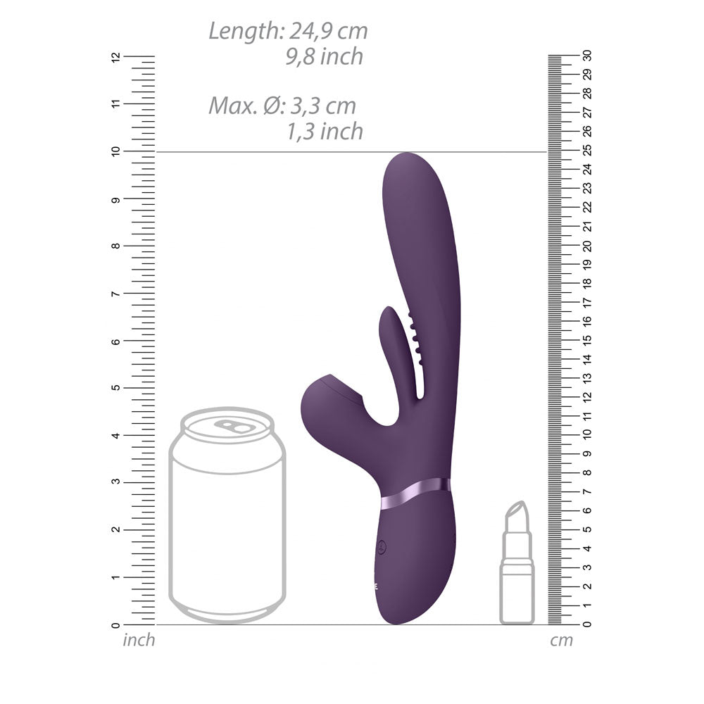 VIVE Ena - Purple - Purple 25 cm USB Rechargeable Thrusting Vibrator with Air Wave Stimulator-VIVE051PUR