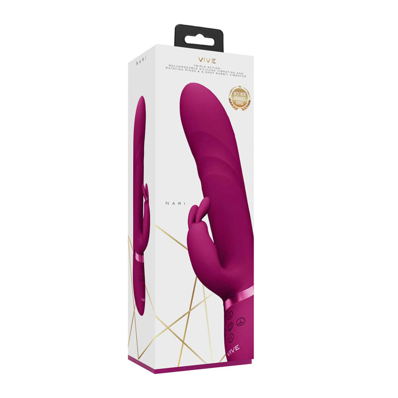 VIVE Nari - Pink - Pink 24.1 cm USB Rechargeable Rabbit Vibrator-VIVE053PNK