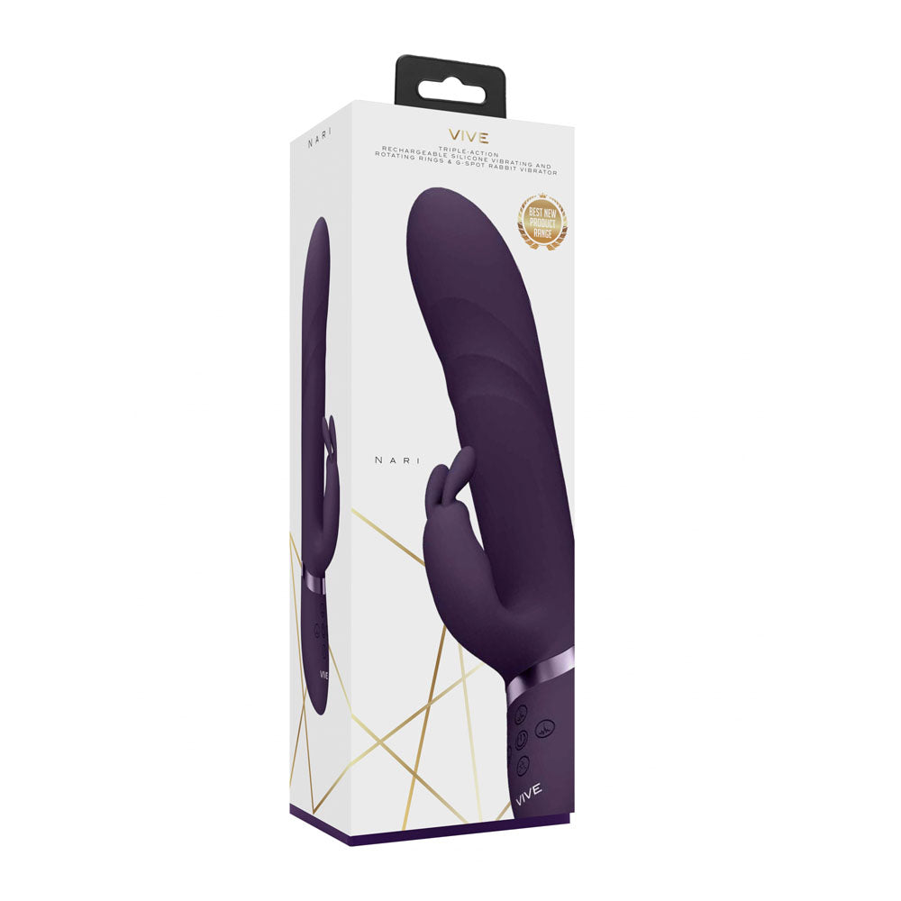 VIVE Nari - Purple - Purple 24.1 cm USB Rechargeable Rabbit Vibrator-VIVE053PUR