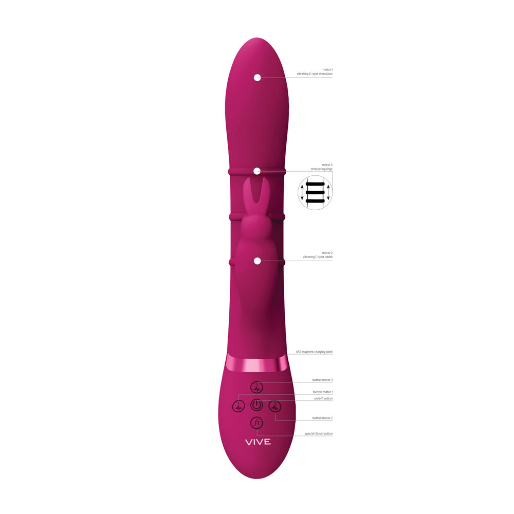 VIVE Sora - Pink - Pink 24.2 cm USB Rechargeable Rabbit Vibrator-VIVE054PNK